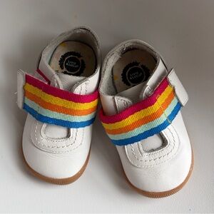Livie & Luca Sz 2 rainbow leather Velcro strap shoes rubber sole